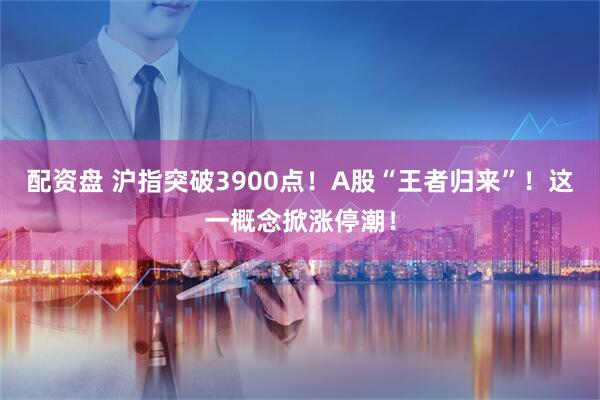 配资盘 沪指突破3900点！A股“王者归来”！这一概念掀涨停潮！